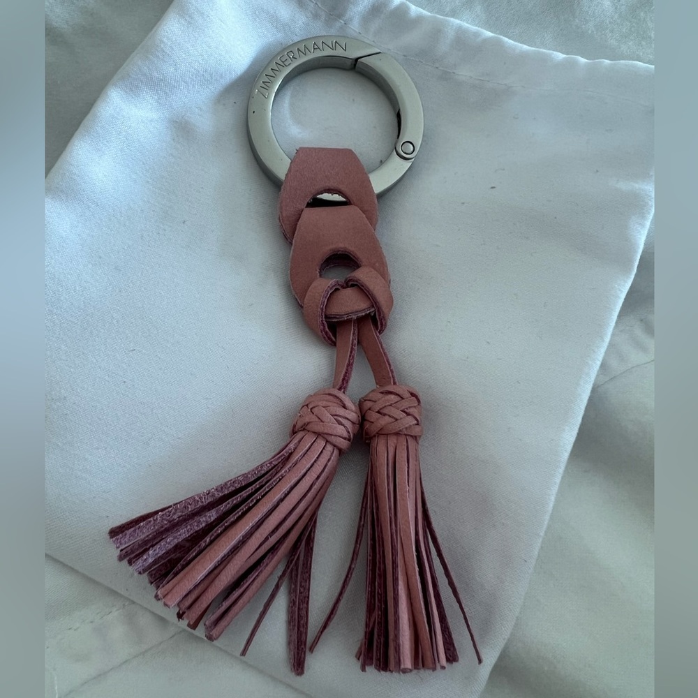 NWOT Zimmermann Purse, Bag or Key Chain Charm Pink Leather Tassel Accessory